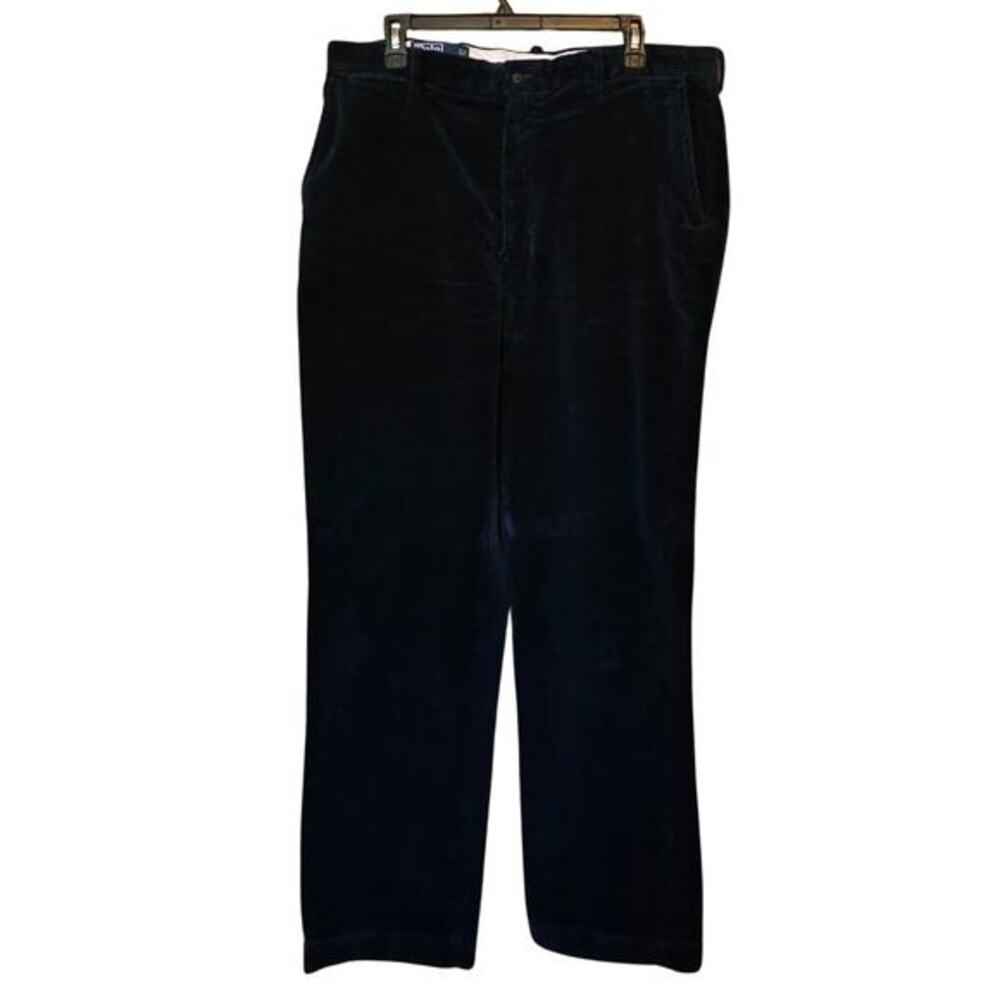 Polo Ralph Lauren Corduroy Pants Men 36/34 Dark‎ Blue Flat Front Pockets Cotton